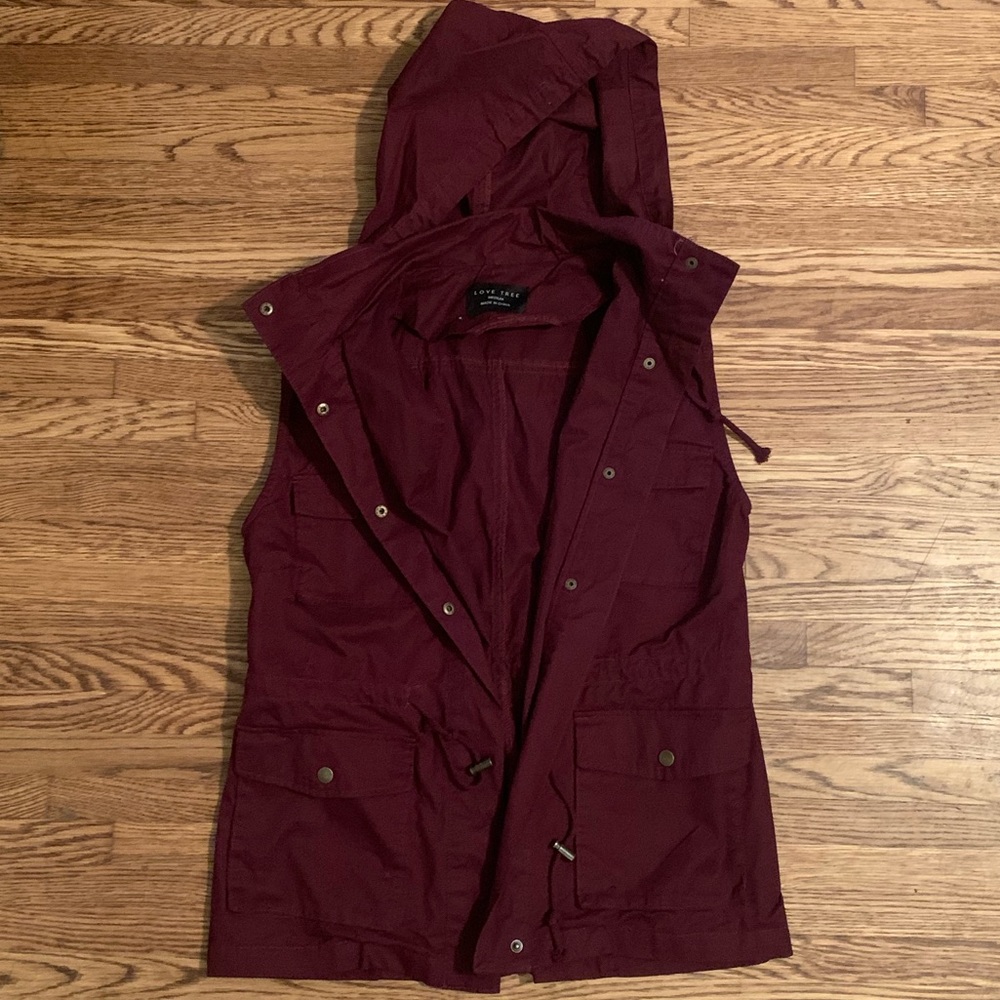 Maroon Vest with hood
